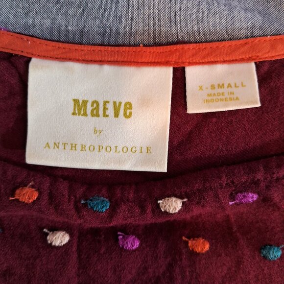 Anthropologie Maeve Dottie Embroidered Rainbow Polka Dot - Picture 4 of 9